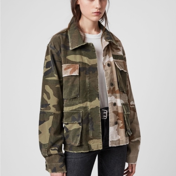ALL SAINTS jacket not worn size small finch camo jacket - Picture 1 of 13